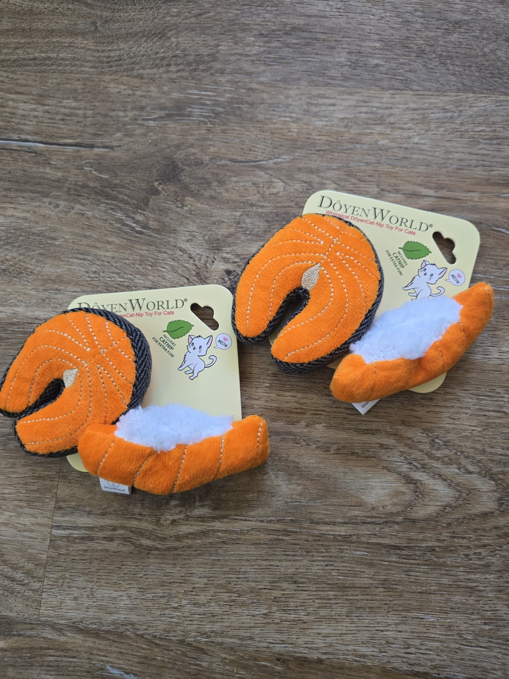 DoyenWorld Plush Cat Toy Orange Shrimp Sushi Set- 2 Pack